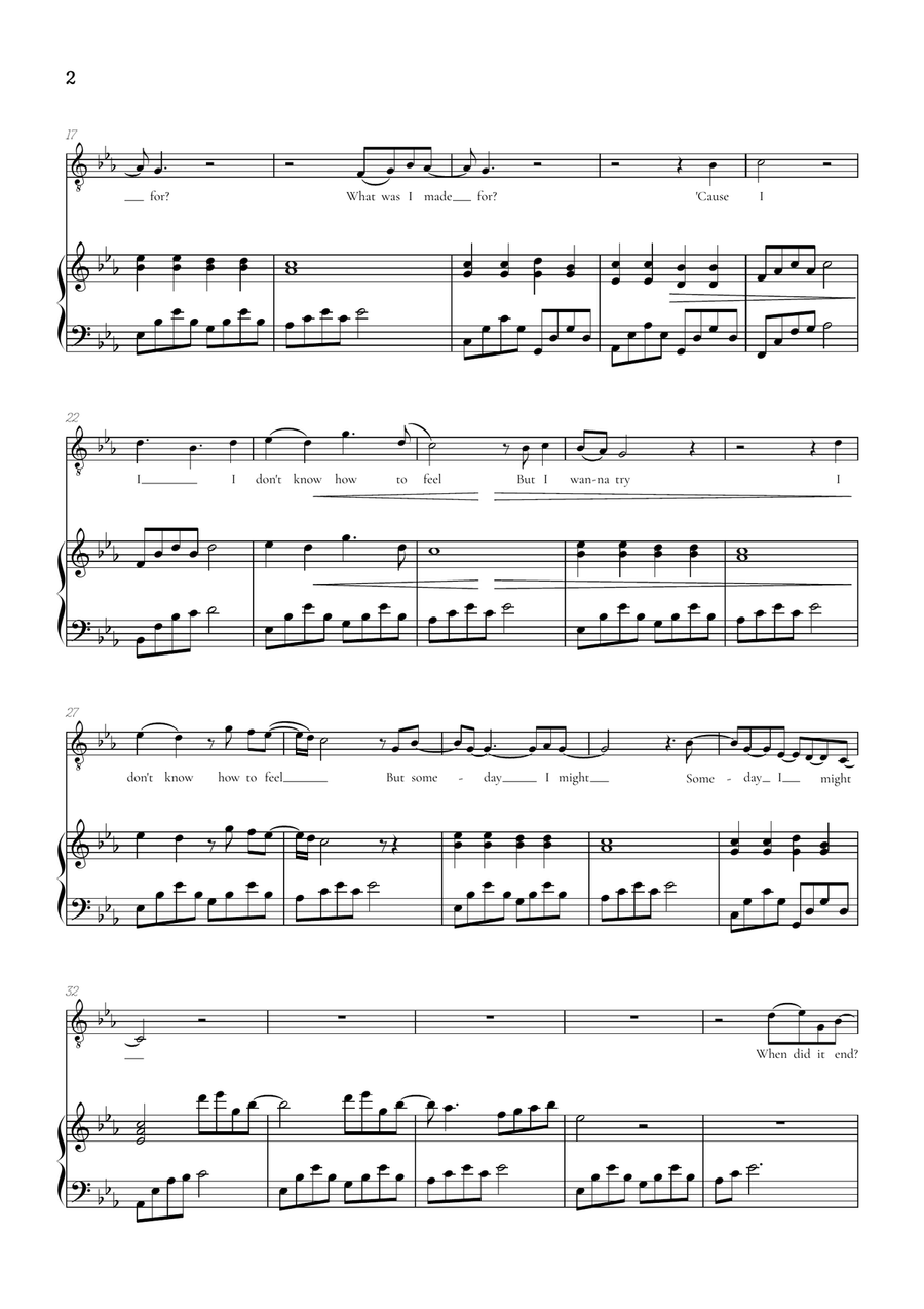 What Was I Made For? Tenor Voice scores gallery preview page 2