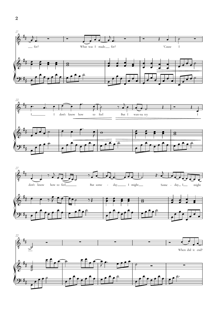 What Was I Made For? Tenor Voice scores gallery preview page 2