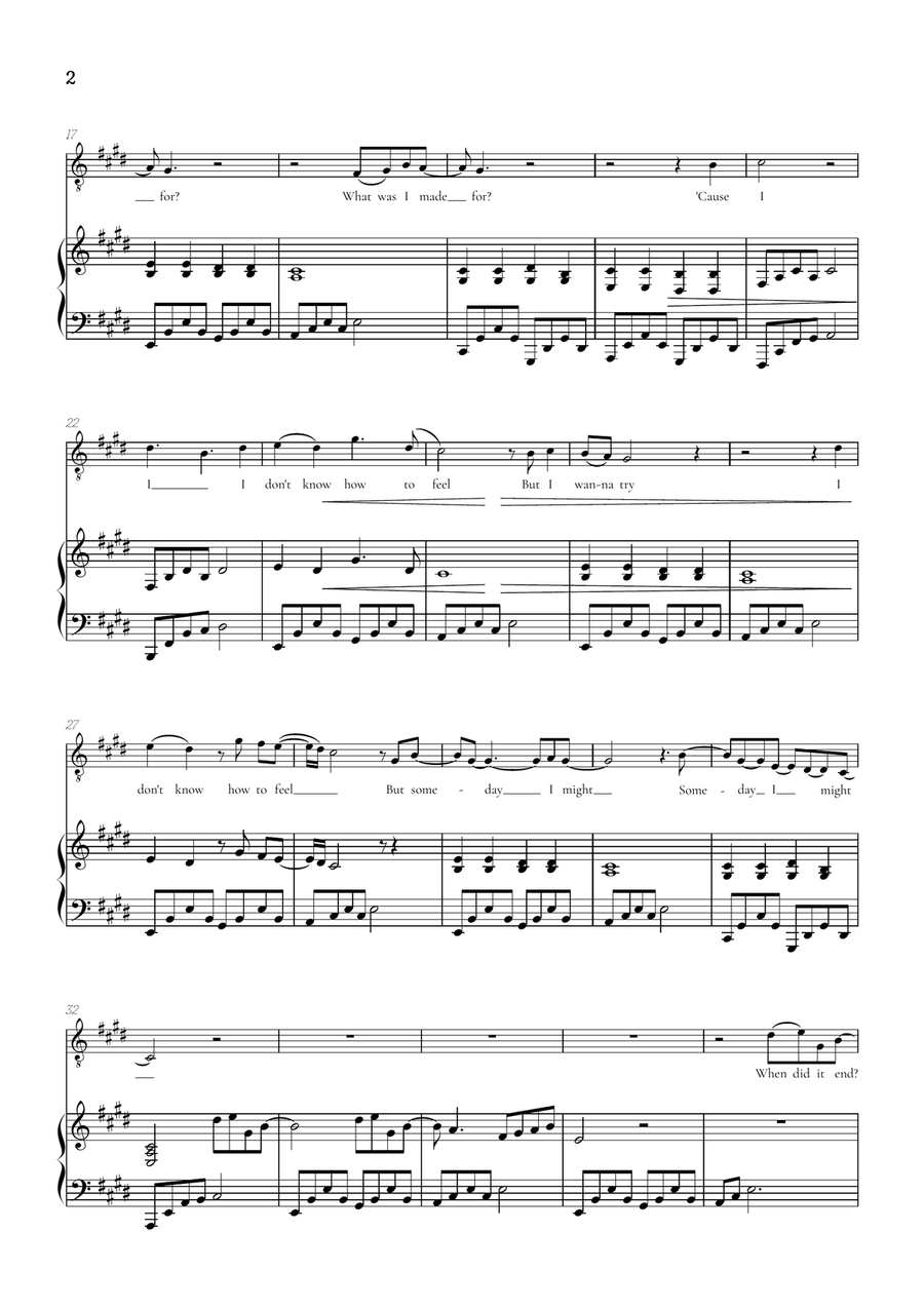 What Was I Made For? Tenor Voice scores gallery preview page 2