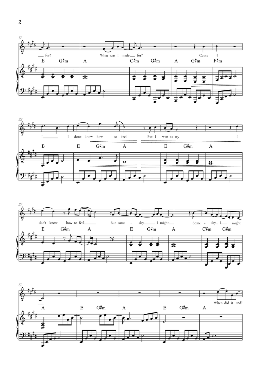 What Was I Made For? Tenor Voice scores gallery preview page 2