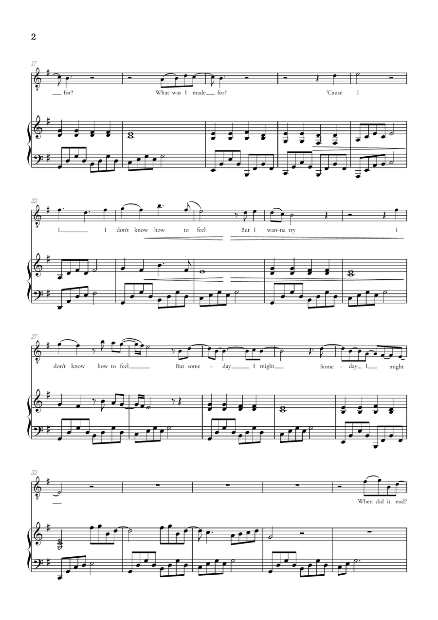 What Was I Made For? Tenor Voice scores gallery preview page 2