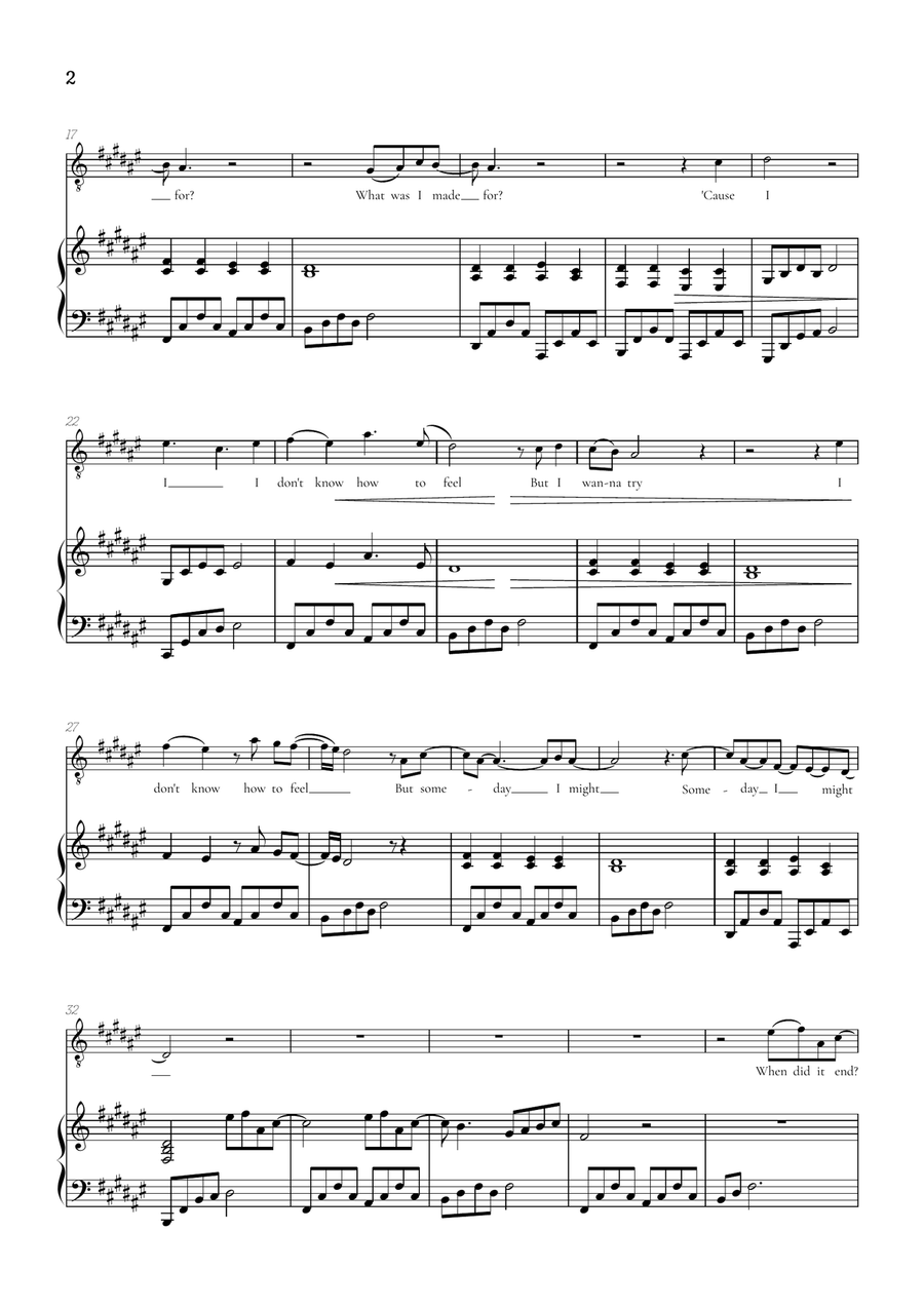 What Was I Made For? Tenor Voice scores gallery preview page 2