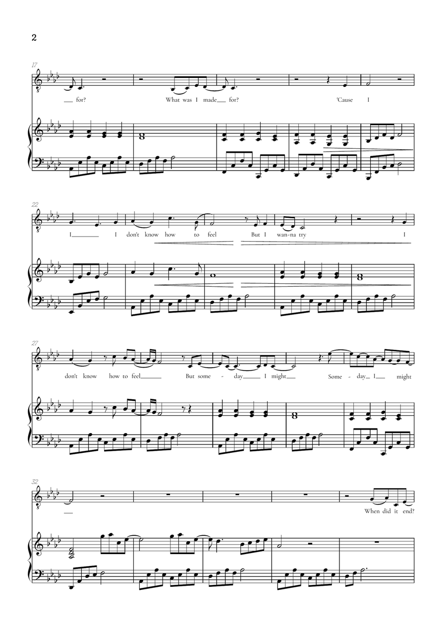 What Was I Made For? Tenor Voice scores gallery preview page 2