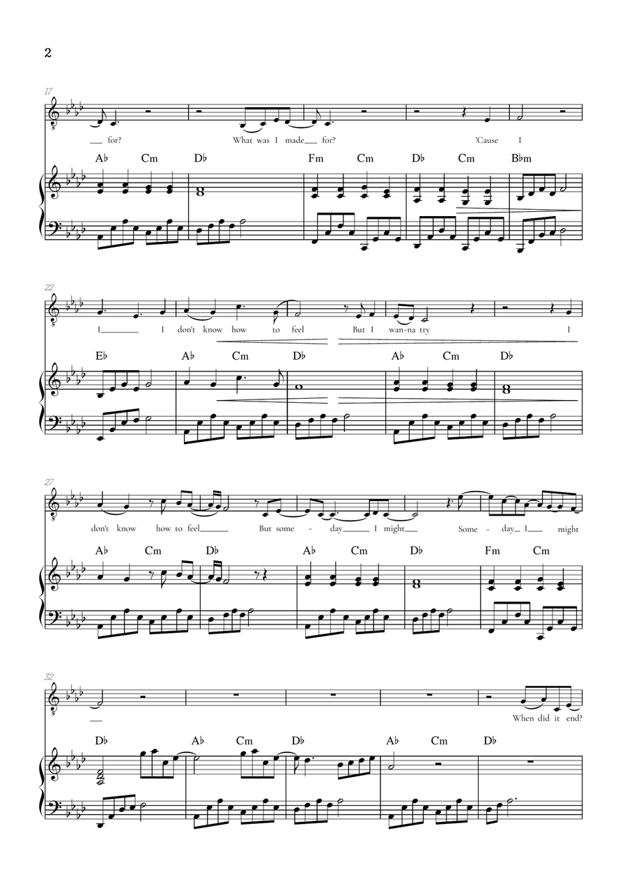 What Was I Made For? Tenor Voice scores gallery preview page 2