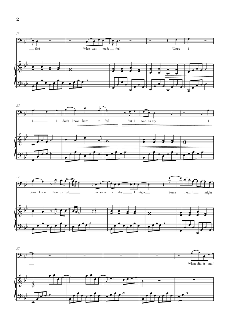 What Was I Made For? Baritone Horn TC scores gallery preview page 2