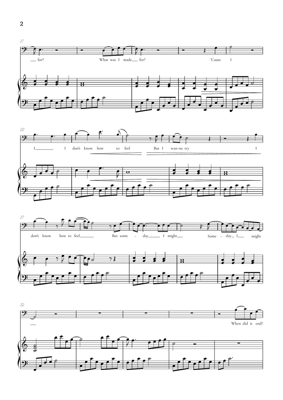 What Was I Made For? Baritone Horn TC scores gallery preview page 2
