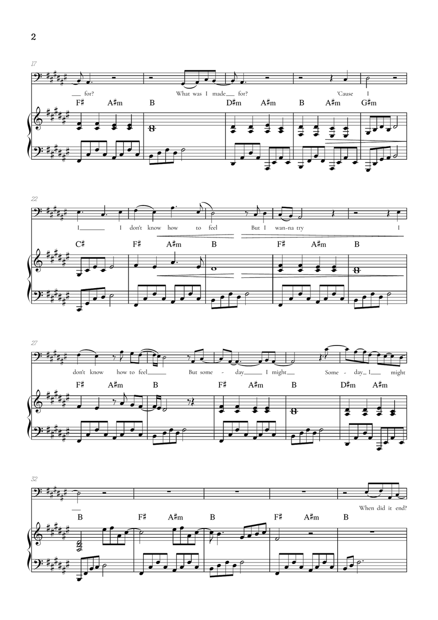 What Was I Made For? Baritone Horn TC scores gallery preview page 2