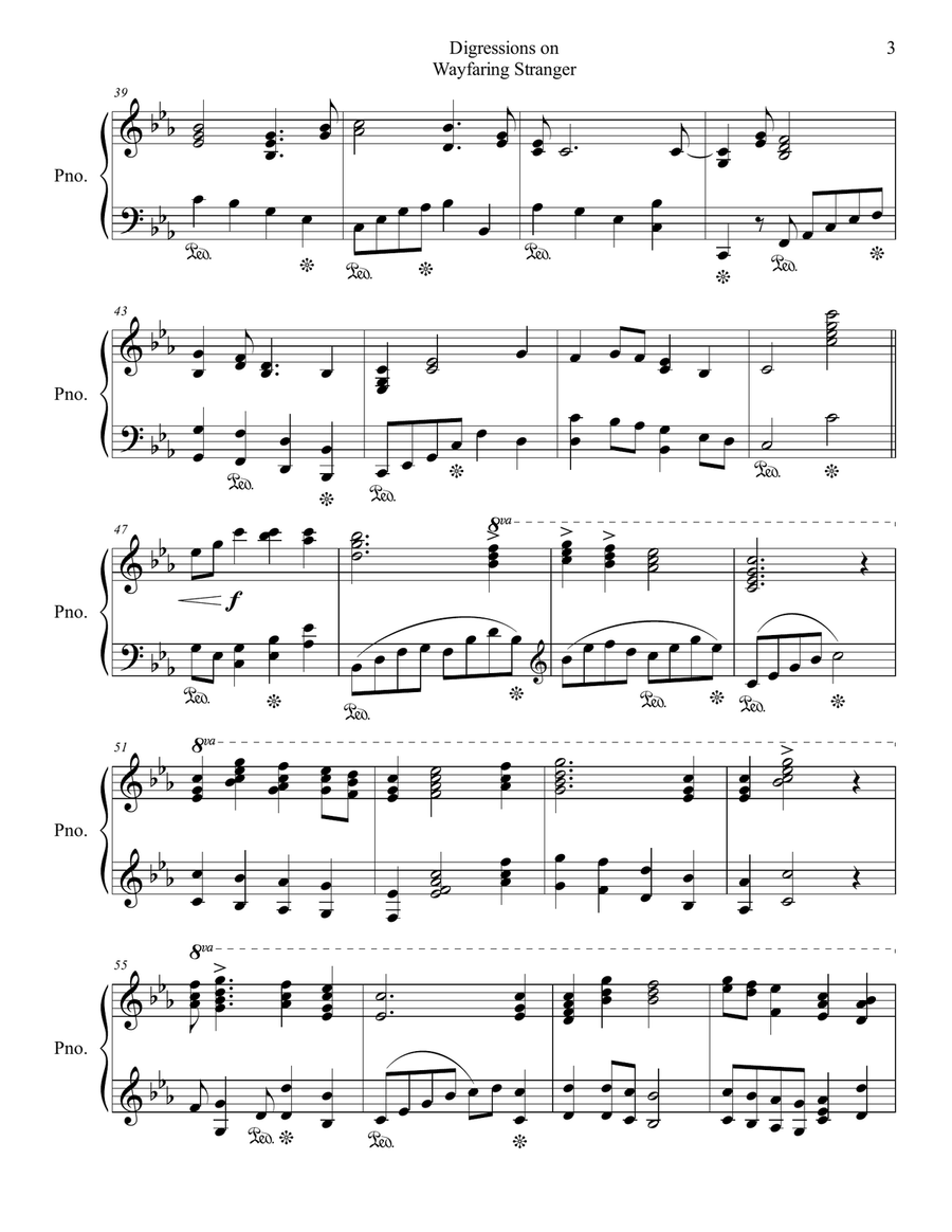 Digressions on Wayfaring Stranger Piano Solo scores gallery preview page 3