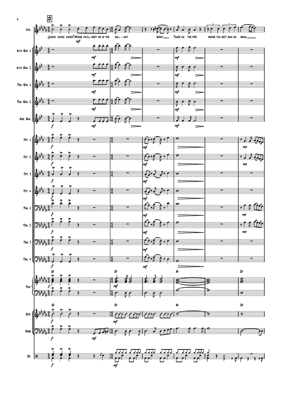 Knock Three Times Jazz Ensemble scores gallery preview page 6