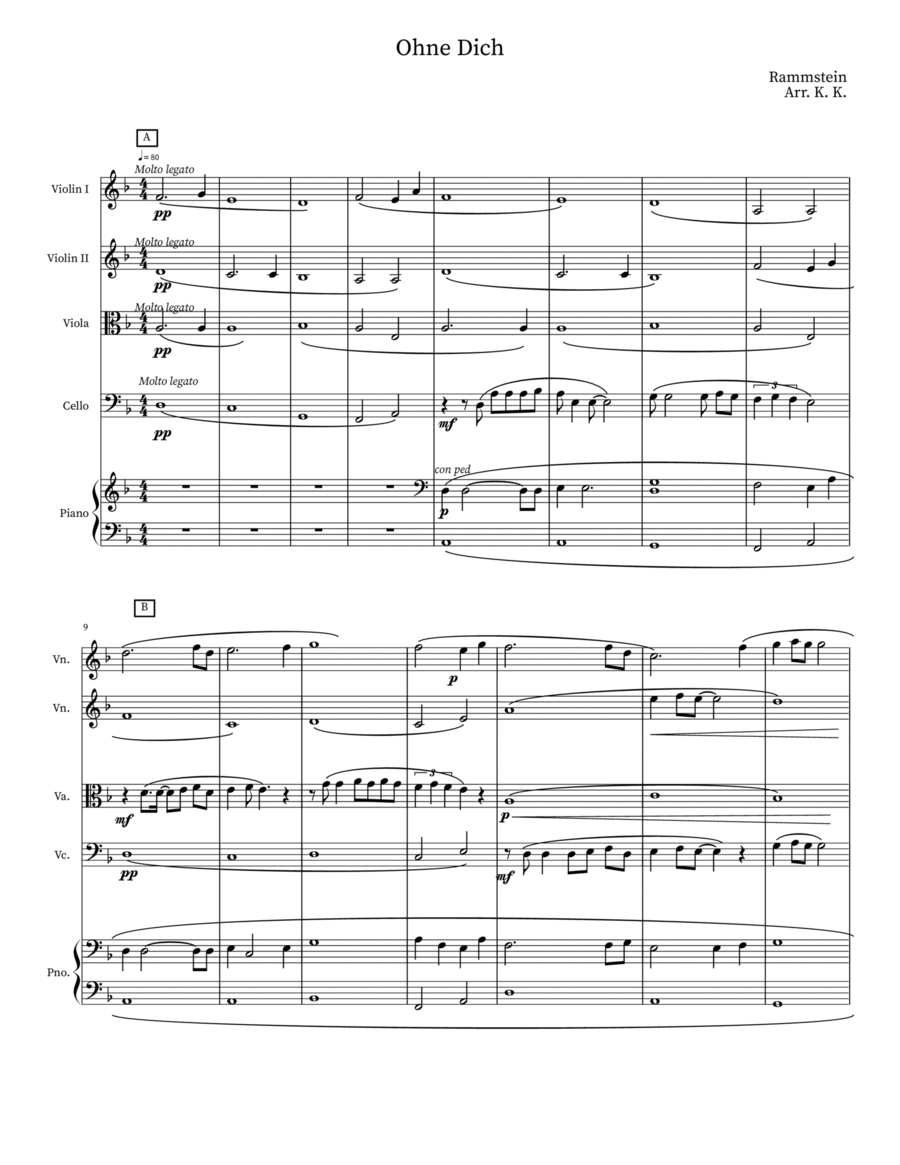 Ohne Dich Cello scores gallery preview page 1