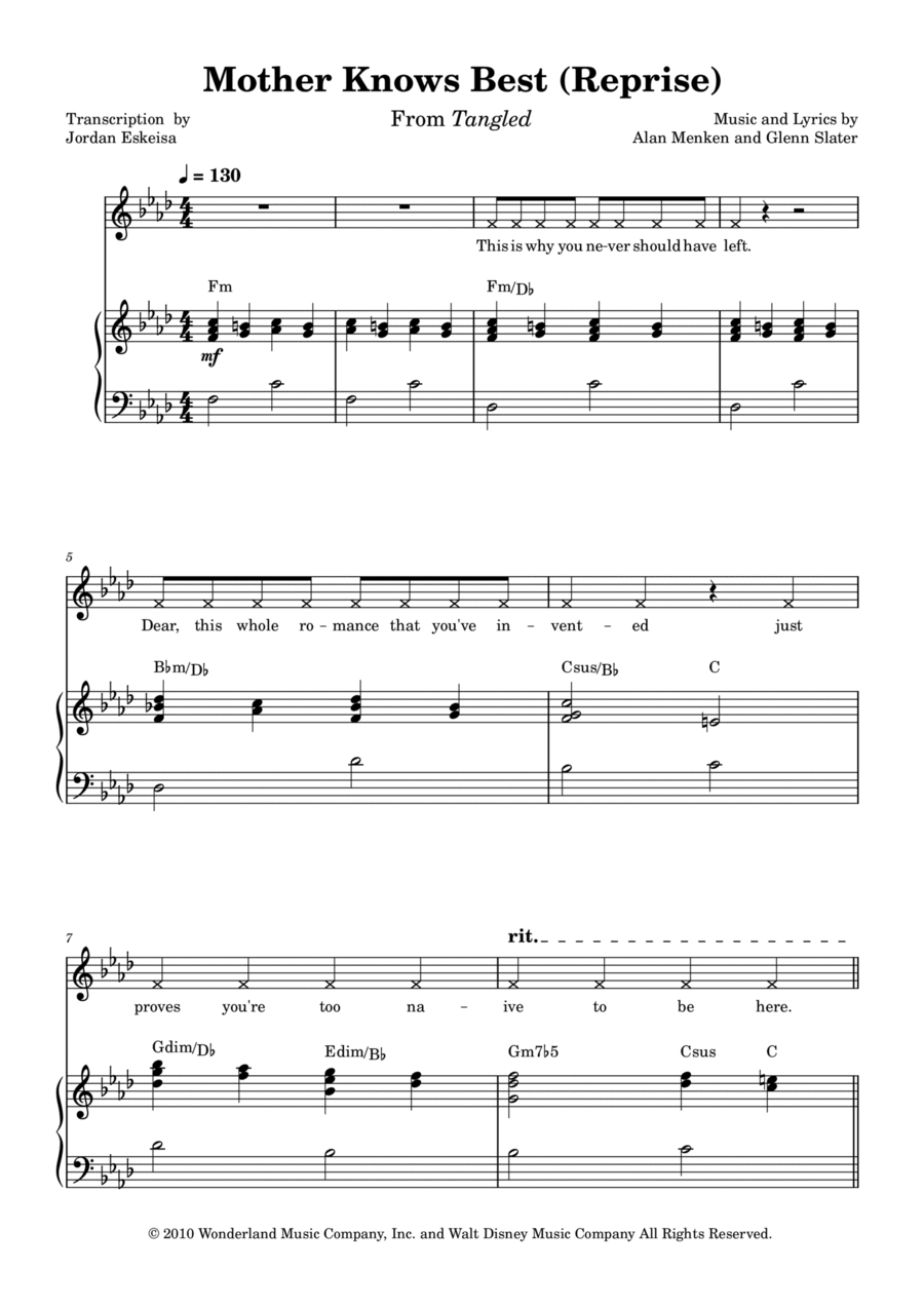 Mother Knows Best (reprise) Voice scores gallery preview page 1