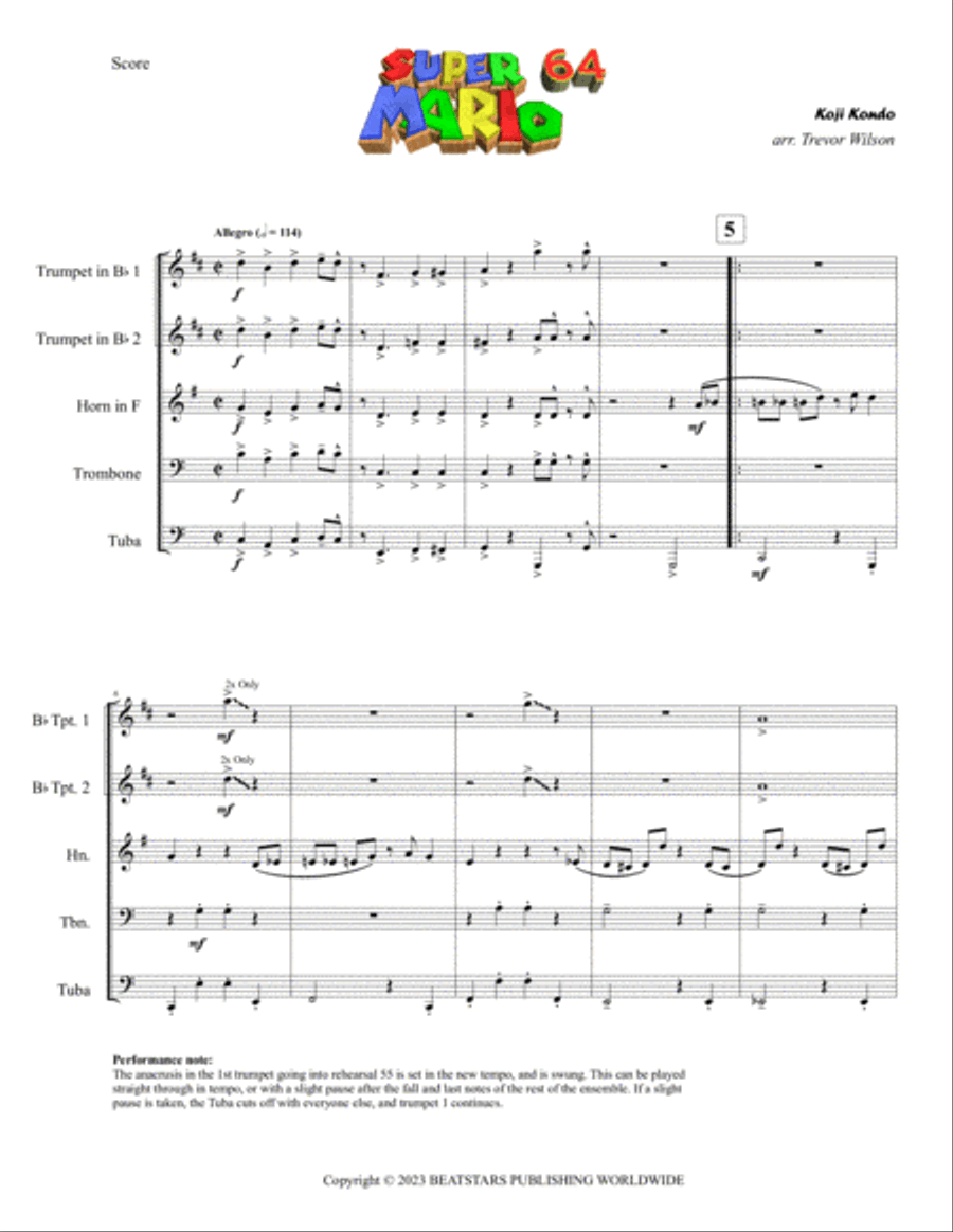 Mario 64 Brass Quintet scores gallery preview page 2