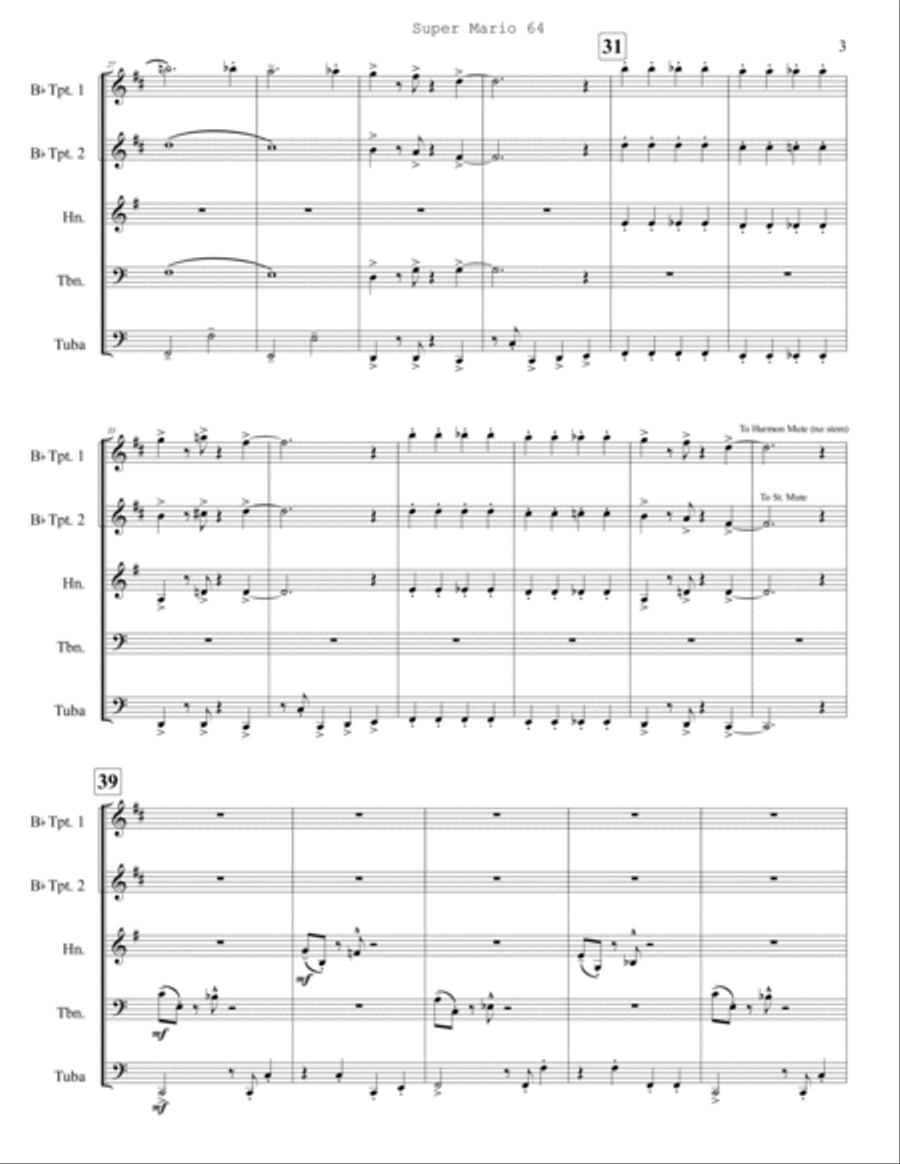 Mario 64 Brass Quintet scores gallery preview page 4