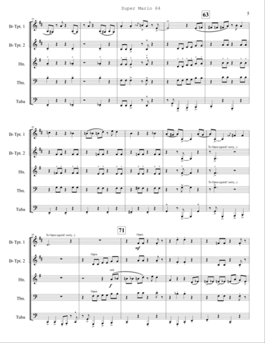 Mario 64 Brass Quintet scores gallery preview page 6