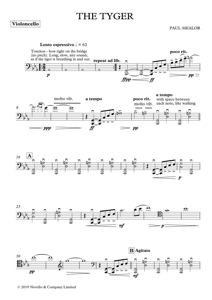 The Tyger - Violoncello The Tyger - Violoncello Choir scores gallery preview page 1