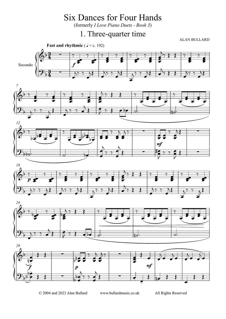 Six Dances for Four Hands (two players at one piano) Six Dances for Four Hands (two players at one piano) Piano Method scores gallery preview page 2
