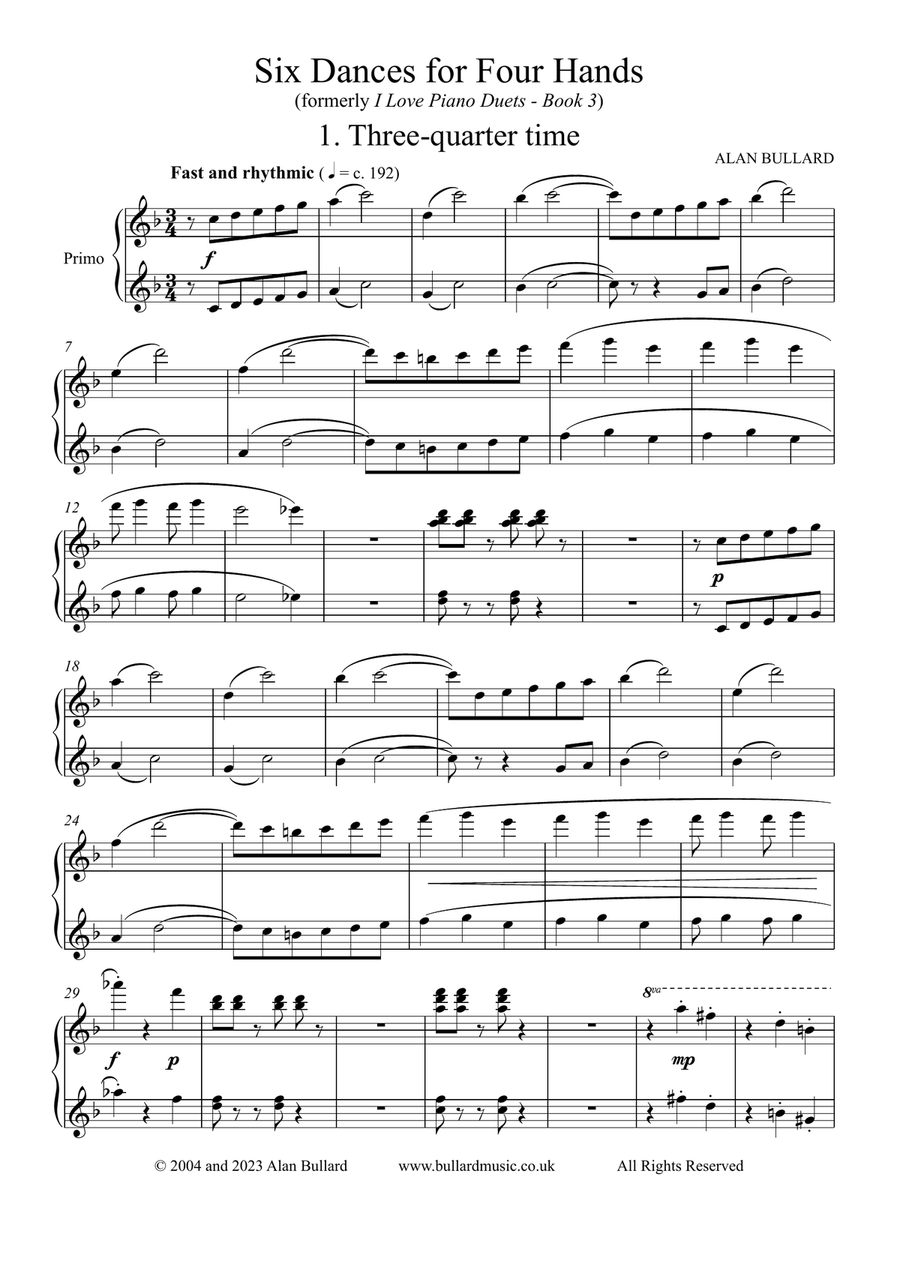Six Dances for Four Hands (two players at one piano) Six Dances for Four Hands (two players at one piano) Piano Method scores gallery preview page 3