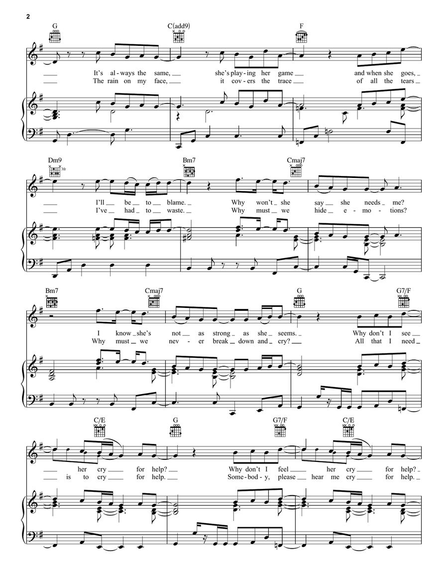 Cry For Help Cry For Help Piano, Vocal, Guitar scores gallery preview page 2