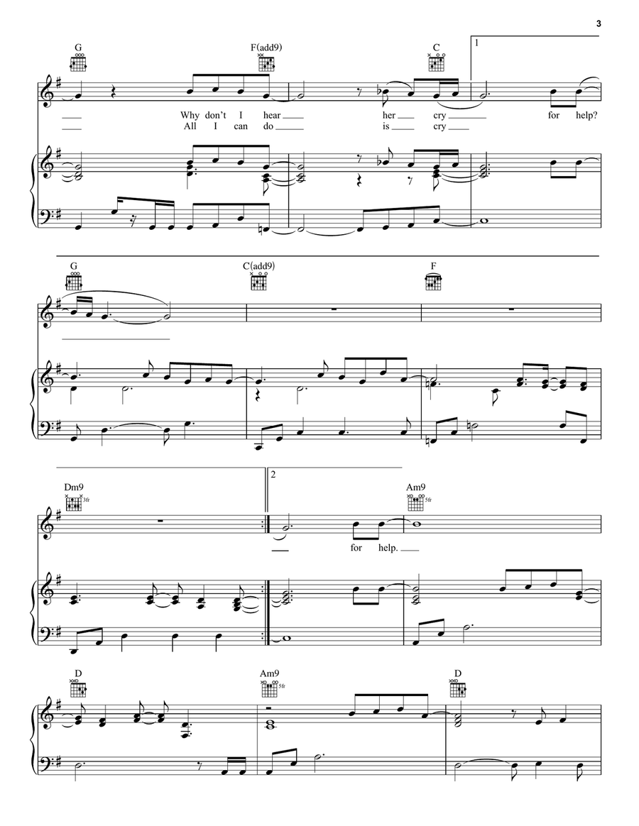 Cry For Help Cry For Help Piano, Vocal, Guitar scores gallery preview page 3