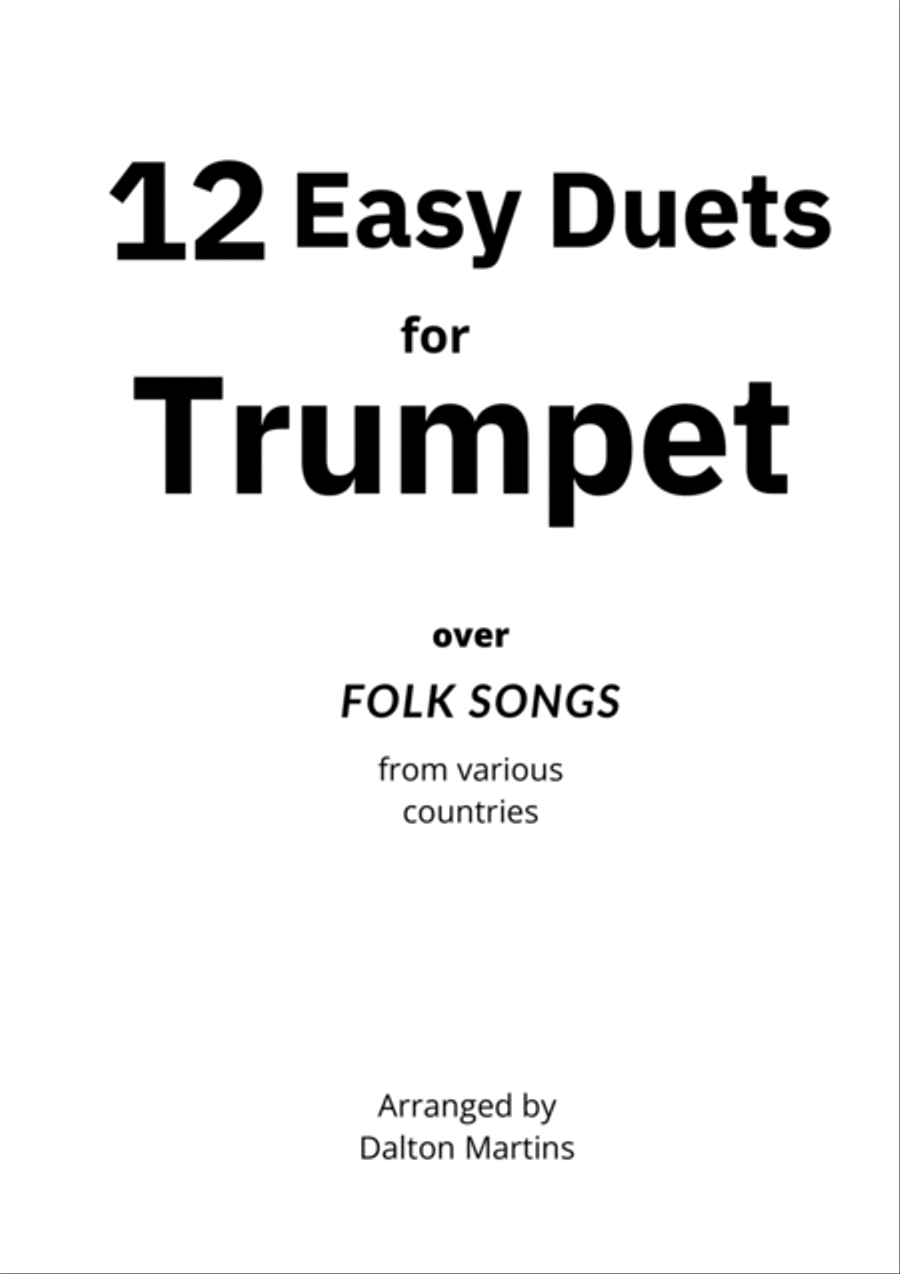 12 Easy Trumpet Duets (over folk songs from various countries) Trumpet Duet scores gallery preview page 1