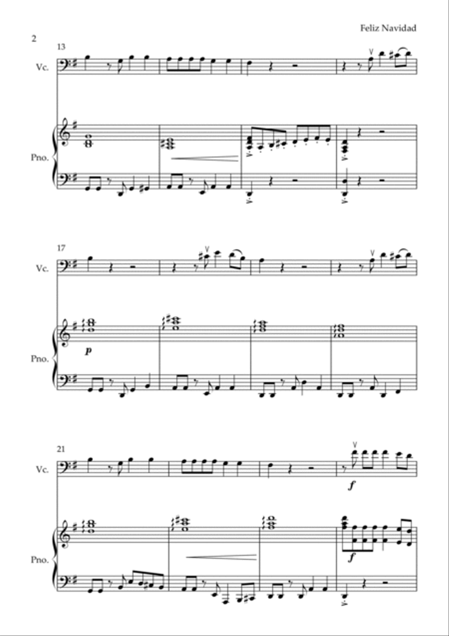Feliz Navidad Piano scores gallery preview page 2