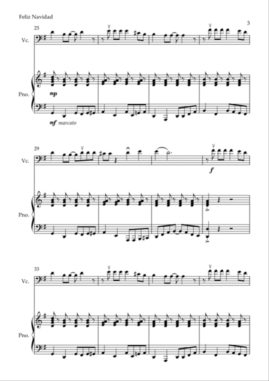 Feliz Navidad Piano scores gallery preview page 3