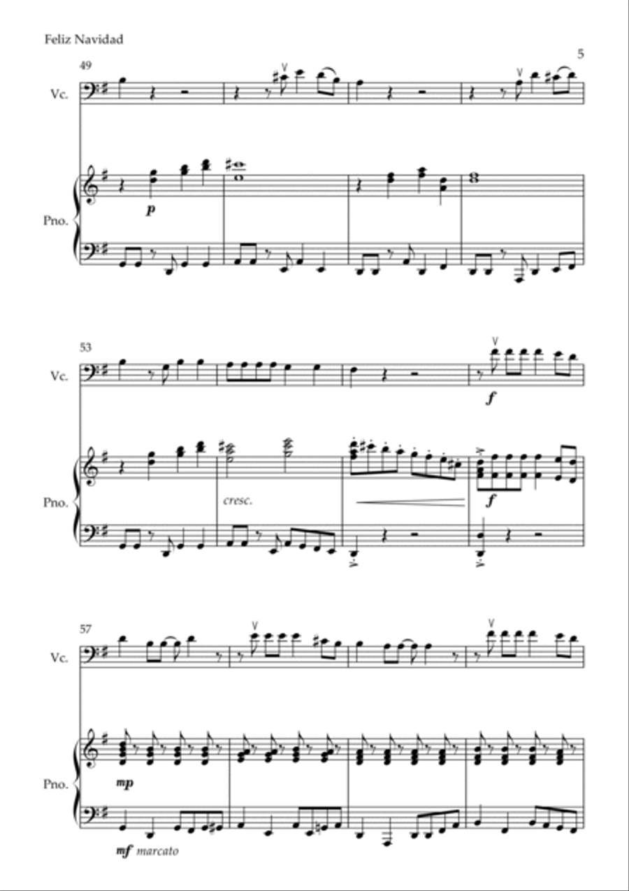 Feliz Navidad Piano scores gallery preview page 5