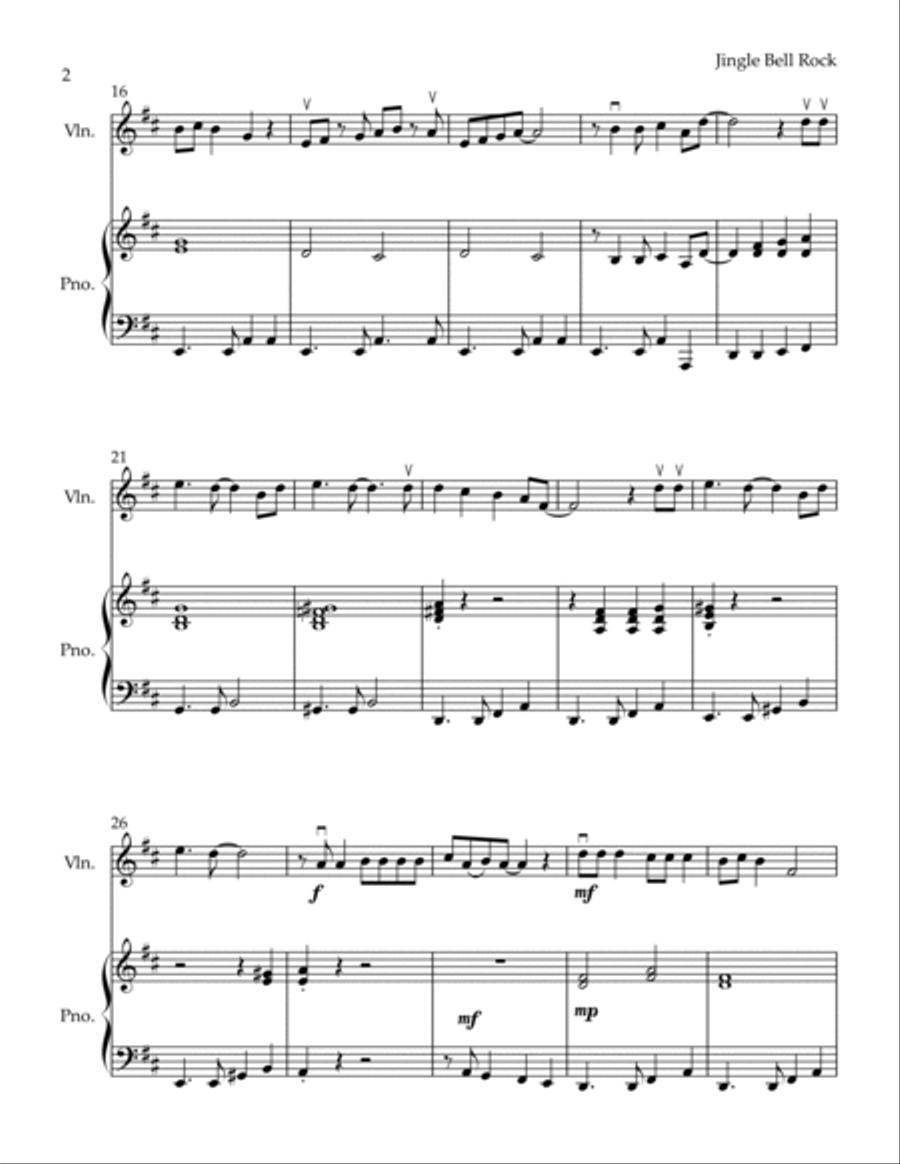 Jingle Bell Rock Violin Solo scores gallery preview page 2