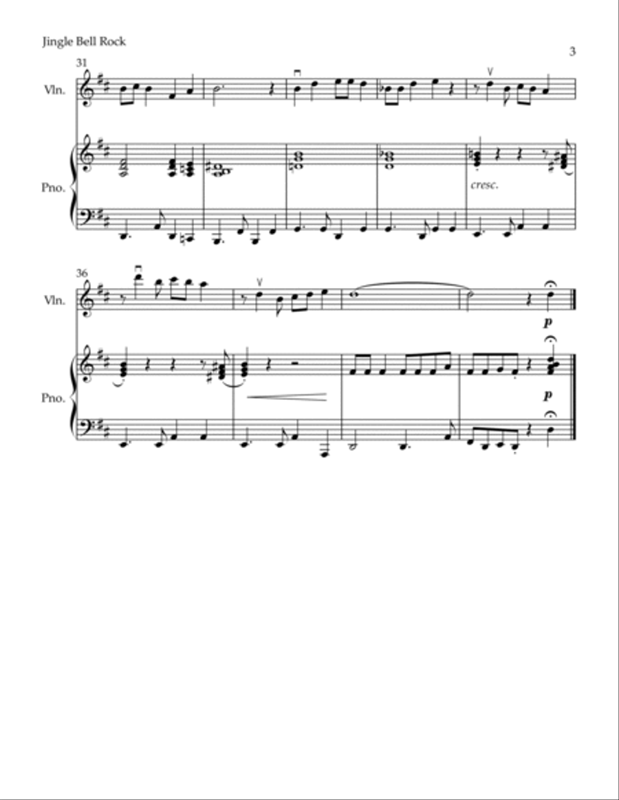 Jingle Bell Rock Violin Solo scores gallery preview page 3