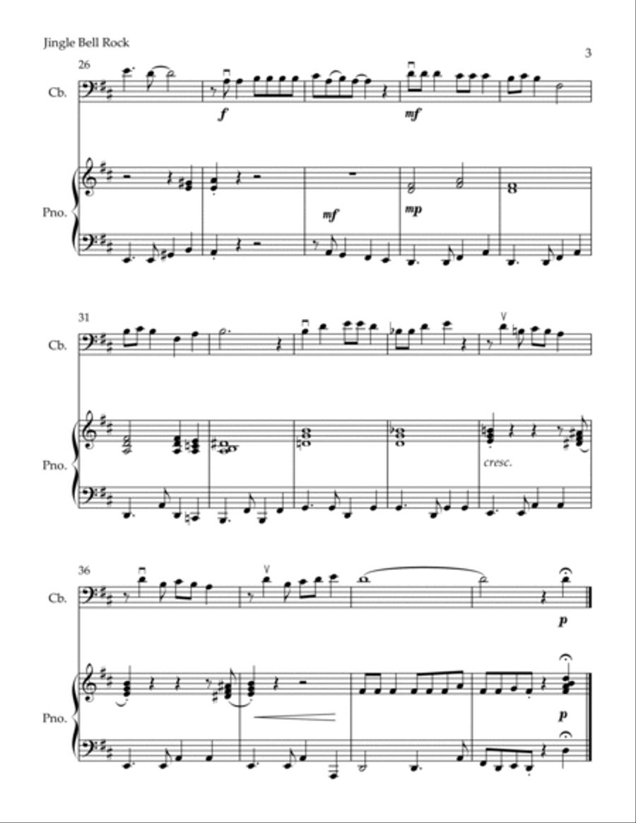 Jingle Bell Rock Double Bass scores gallery preview page 3