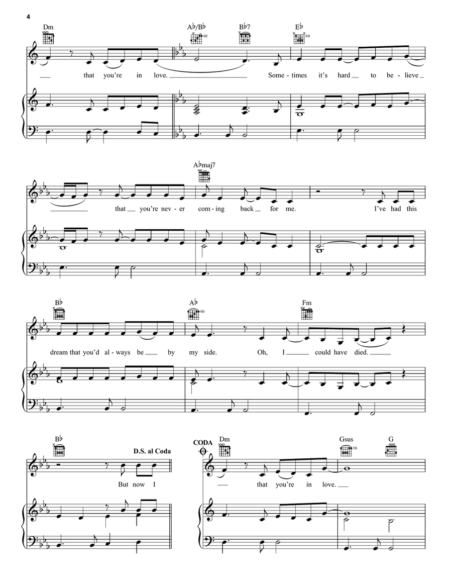 You're In Love You're In Love Piano, Vocal, Guitar scores gallery preview page 4