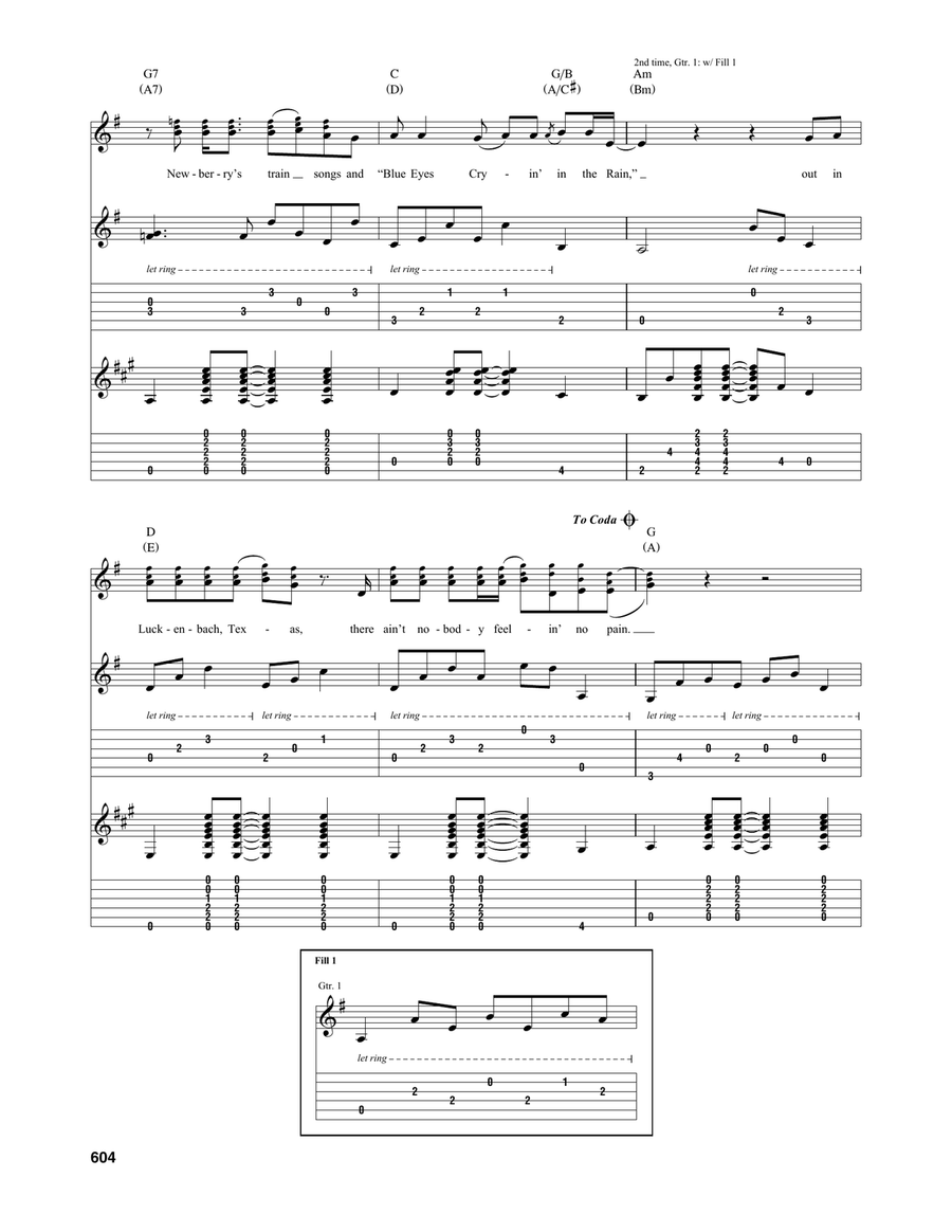 Luckenbach, Texas (Back To The Basics Of Love) Electric Guitar scores gallery preview page 4
