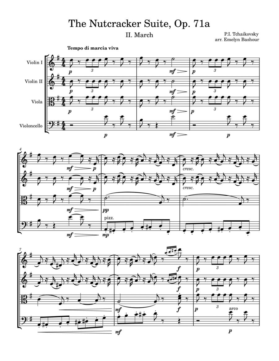 The Nutcracker Suite, Op. 71a: March String Quartet scores gallery preview page 1