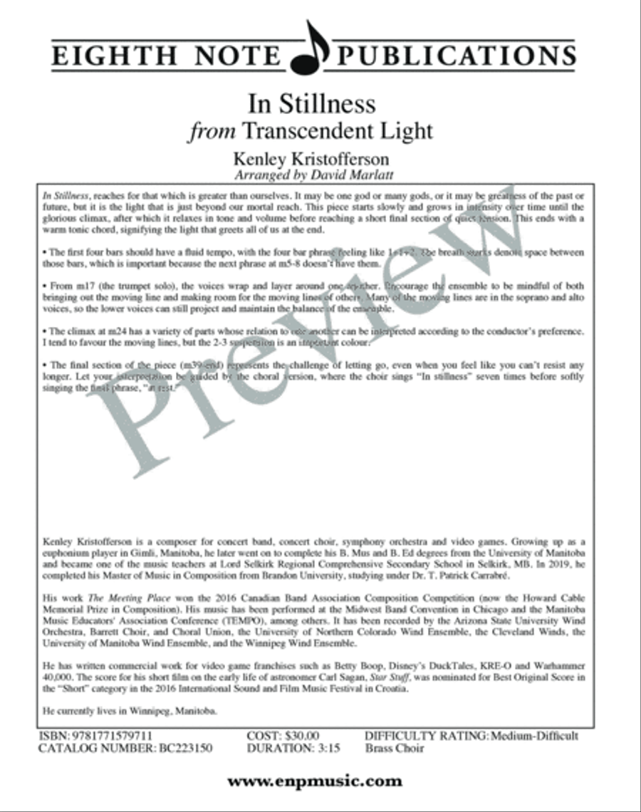 In Stillness from Transcendent Light Score scores gallery preview page 2