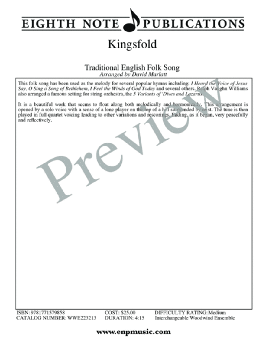Kingsfold by David Marlatt Woodwind Ensemble - Sheet Music page 2
