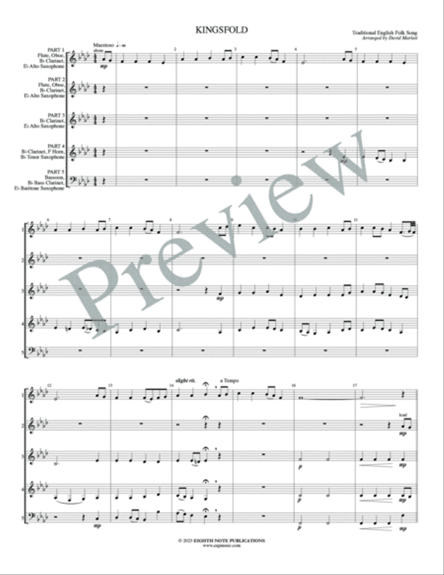Kingsfold by David Marlatt Woodwind Ensemble - Sheet Music page 3