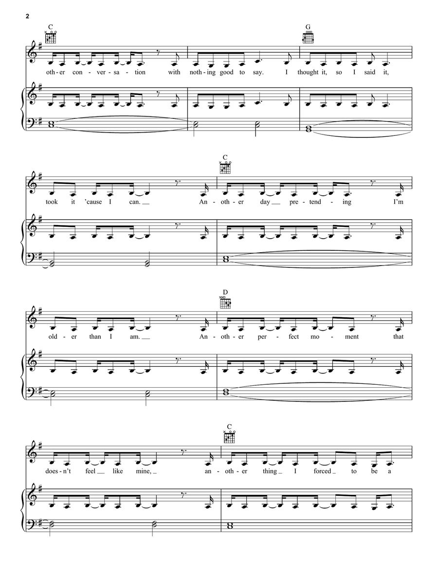 making the bed making the bed Piano, Vocal, Guitar scores gallery preview page 2