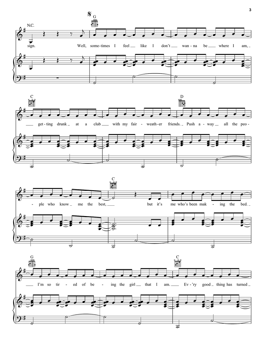 making the bed making the bed Piano, Vocal, Guitar scores gallery preview page 3