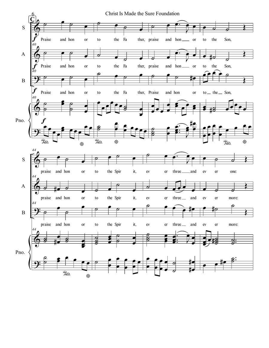 Christ Is Made the Sure Foundation 3-Part scores gallery preview page 6