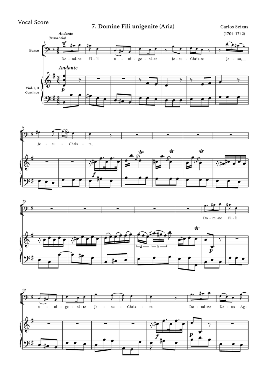 Mass in G Major - Domine Fili - Bass Aria - Vocal Score Voice Solo scores gallery preview page 3