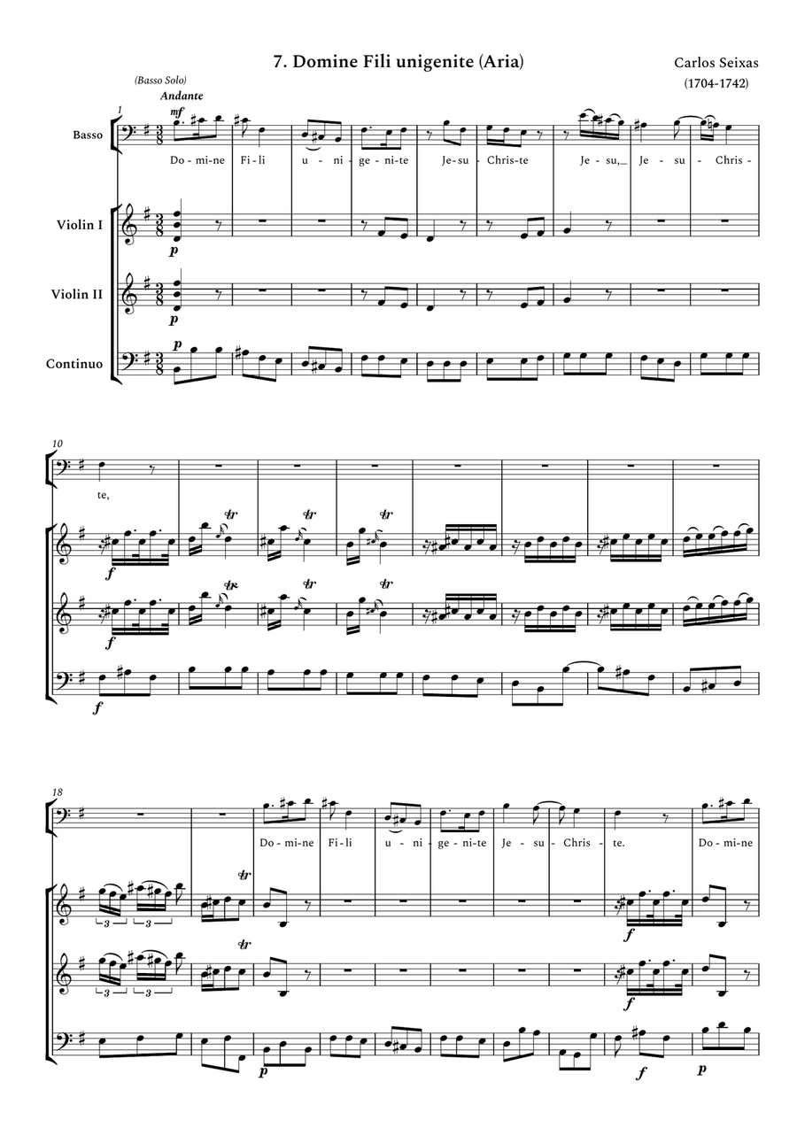 Mass in G Major - Domine Fili - Bass Aria -FullScore Chamber Orchestra scores gallery preview page 3