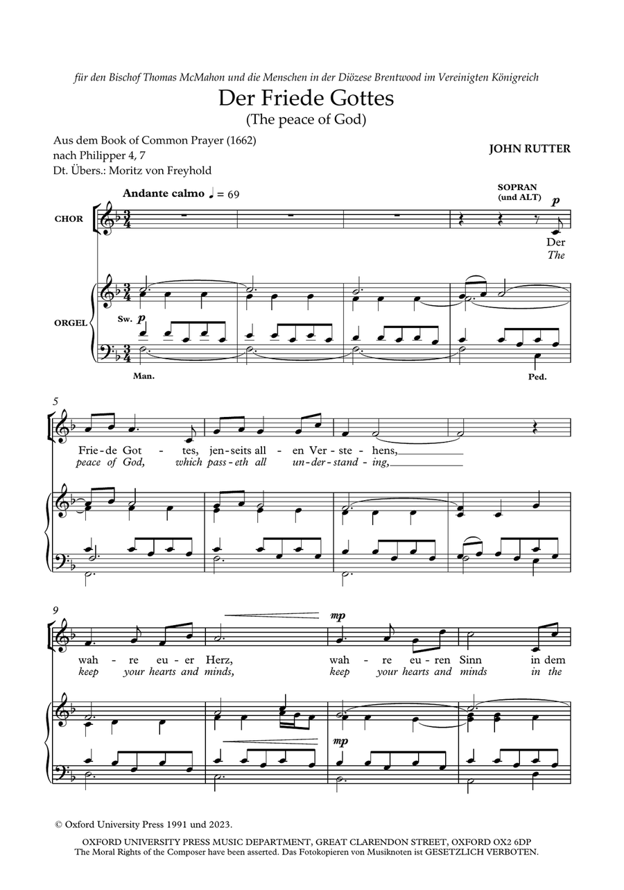 Der Friede Gottes (The peace of God) 4-Part scores gallery preview page 2