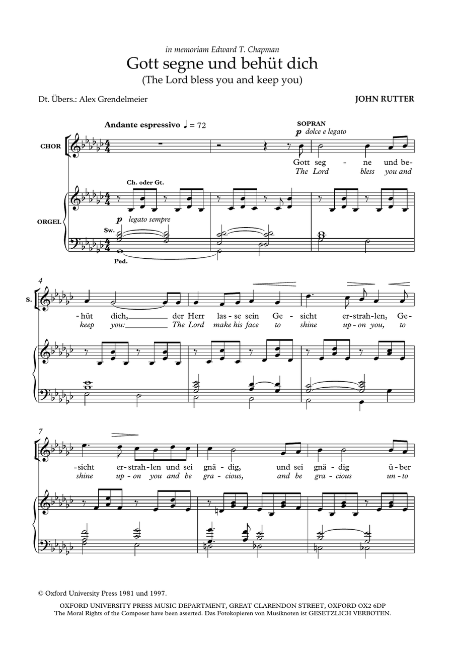 Gott segne und behut dich (The Lord bless you and keep you) 4-Part scores gallery preview page 2