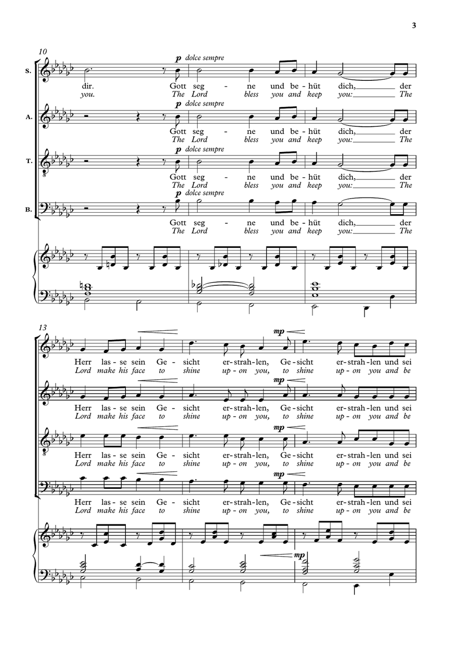 Gott segne und behut dich (The Lord bless you and keep you) 4-Part scores gallery preview page 3