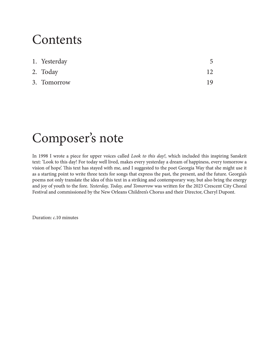 Yesterday, Today, and Tomorrow SSA scores gallery preview page 2