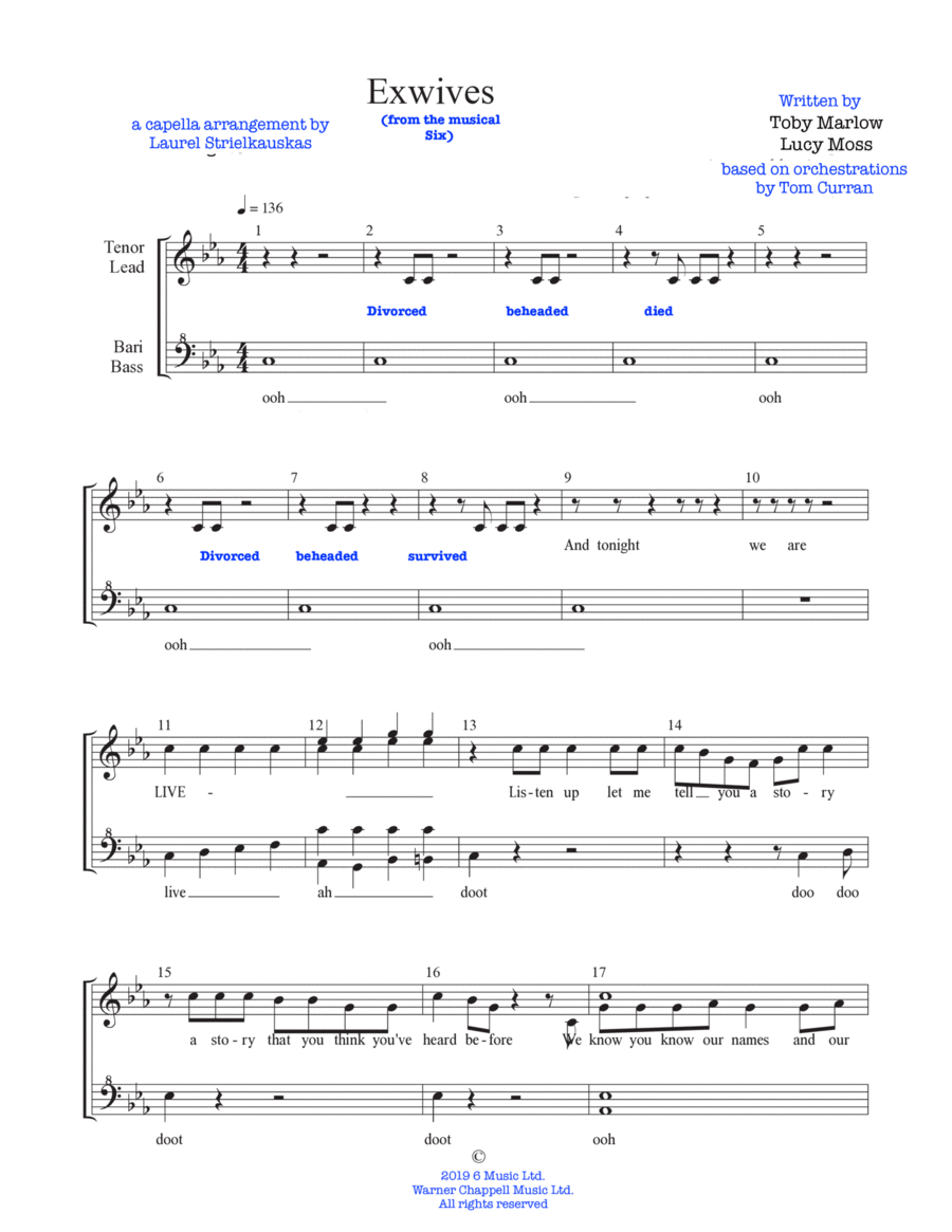 Ex wives Choir scores gallery preview page 1