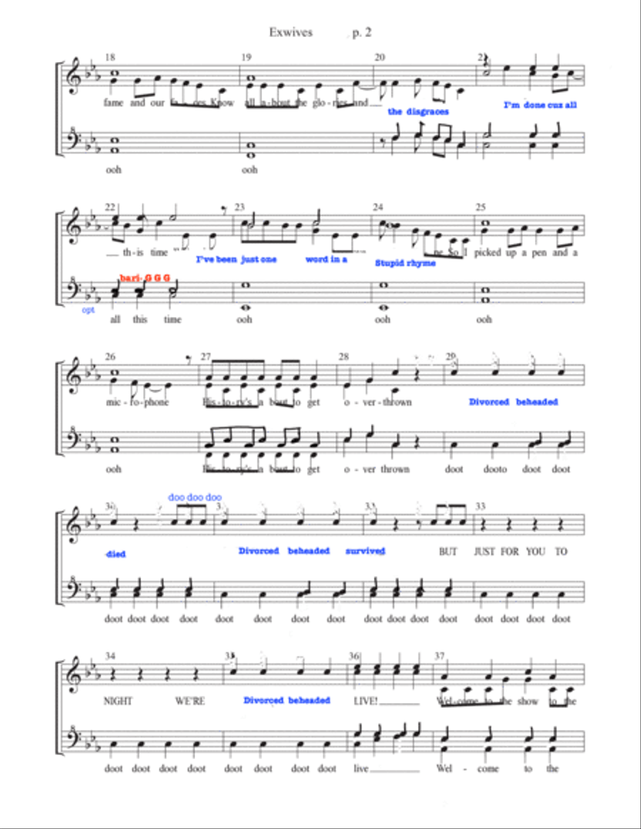 Ex wives Choir scores gallery preview page 2