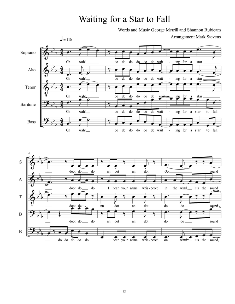 Waiting For A Star To Fall Choir scores gallery preview page 2