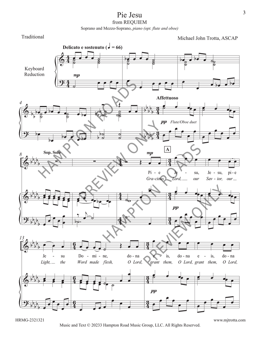 Pie Jesu (Soprano/Mezzo Soprano Duet) Mezzo-Soprano Voice scores gallery preview page 4