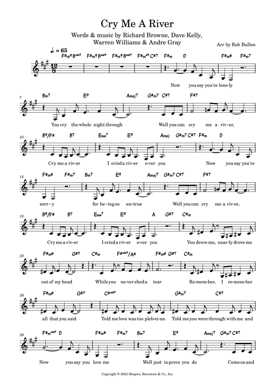 Cry Me A River Electric Guitar scores gallery preview page 1